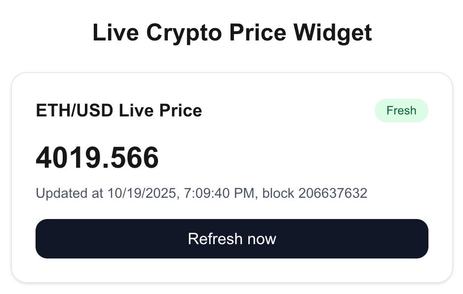 Frontend of Queries Live Prices Widget